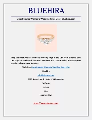 Most Popular Women's Wedding Rings Usa | Bluehira.com