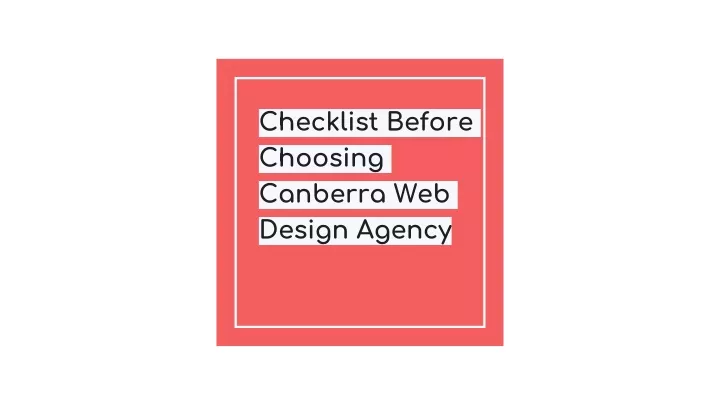 checklist before choosing canberra web design agency