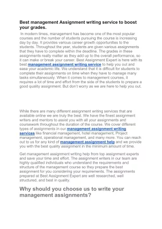 Best management Assignment writing service to boost your grades.