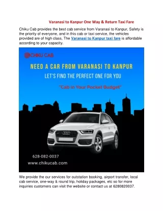 varanasi to kanpur one way return taxi fare