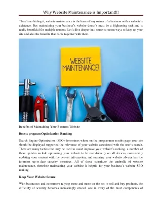 why website maintenance is important