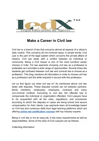 make a career in civil law