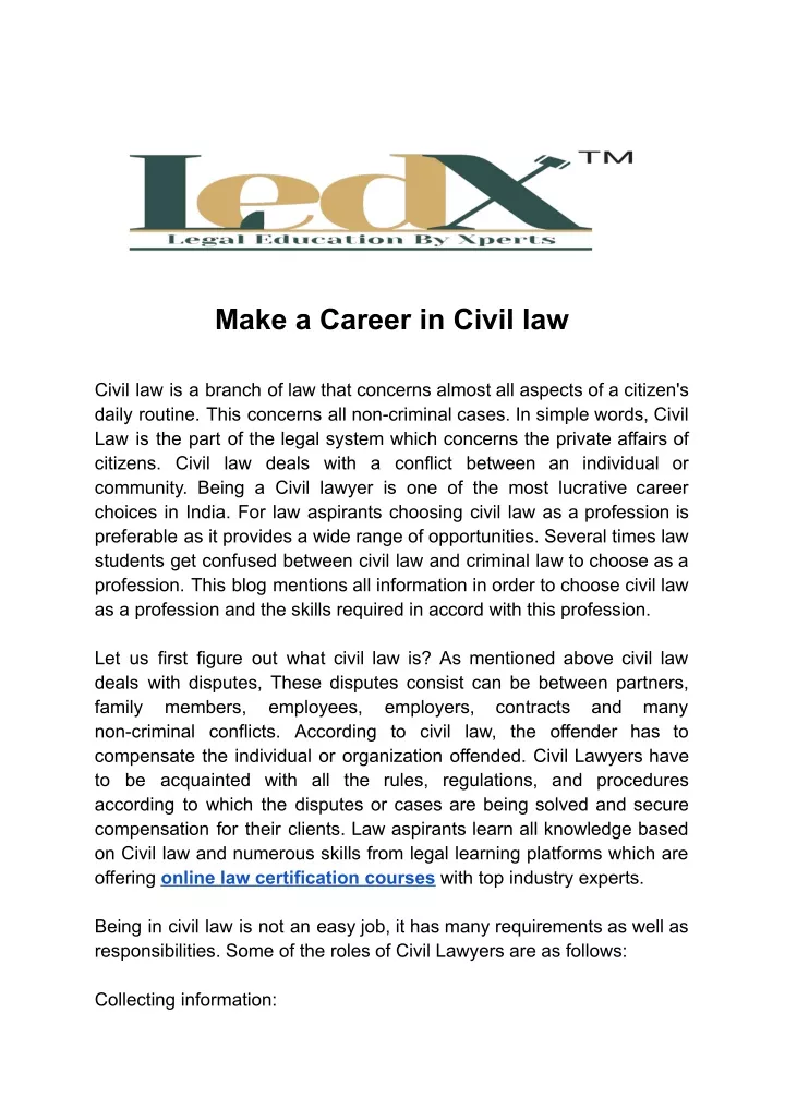 make a career in civil law