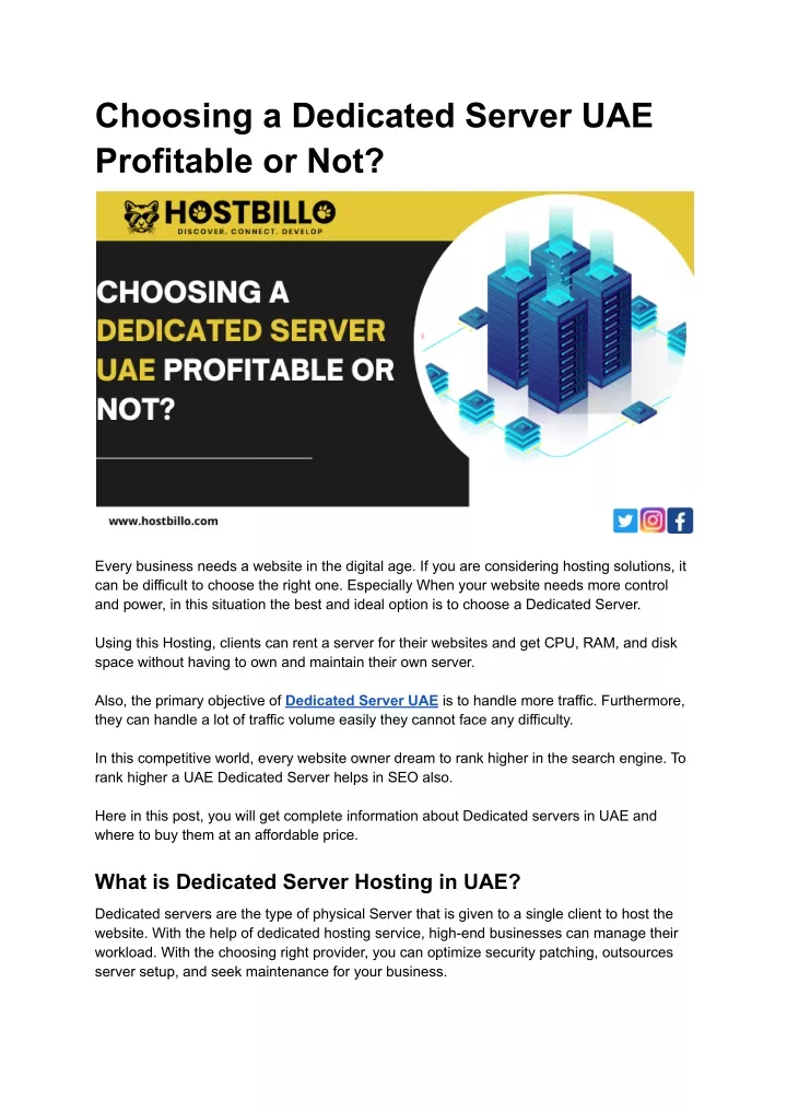 choosing a dedicated server uae profitable or not