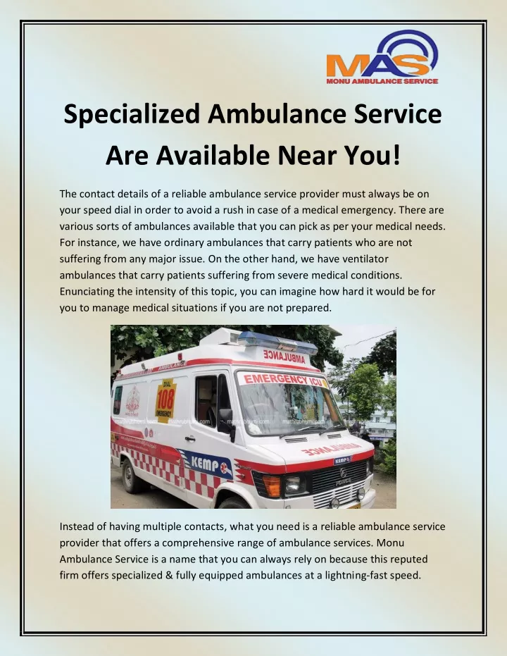 specialized ambulance service are available near