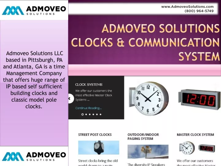 admoveo solutions clocks communication system