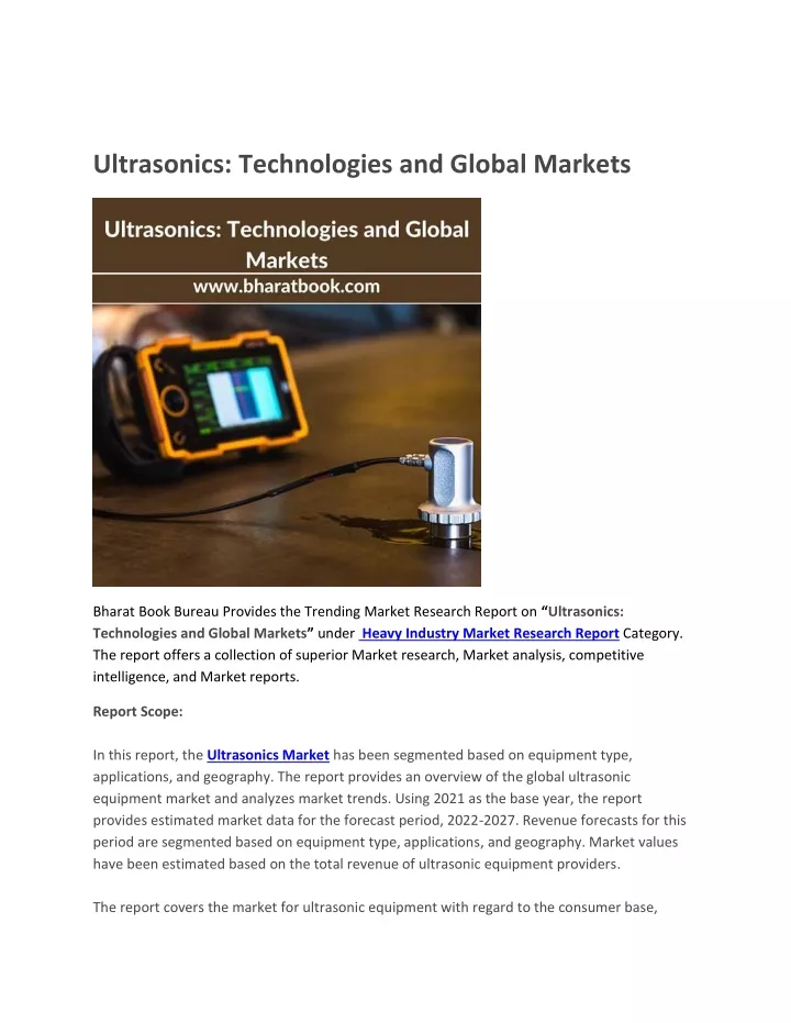 ultrasonics technologies and global markets