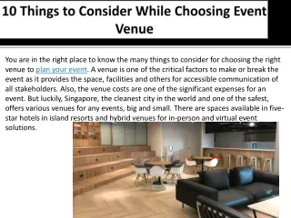 10 Things to Consider While Choosing Event Venue