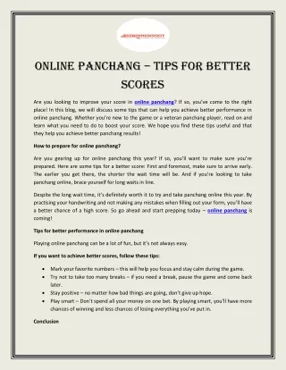 online panchang tips for better scores