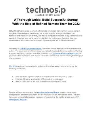 A Thorough Guide_ Build Successful Startup With the Help of Refined Remote Team for 2022