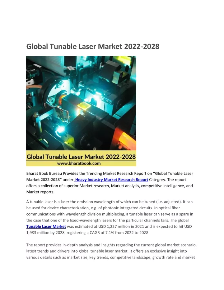 global tunable laser market 2022 2028