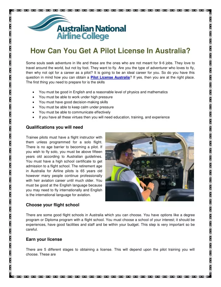how can you get a pilot license in australia some