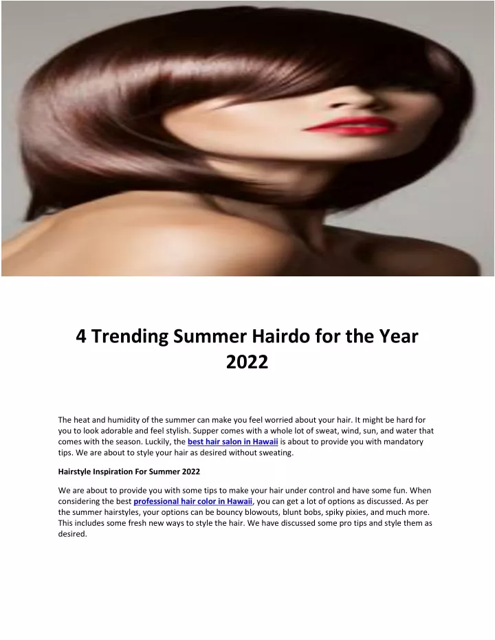 4 trending summer hairdo for the year 2022
