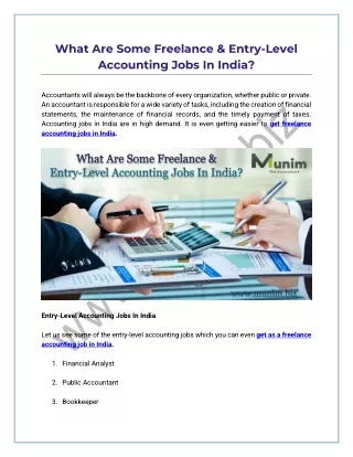 What Are Some Freelance & Entry-Level Accounting Jobs In India