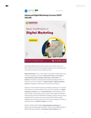 Advanced Digital Marketing Courses | MUIT ONLINE