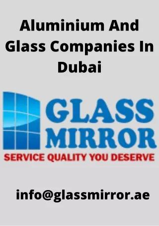Aluminium And Glass Companies In Dubai