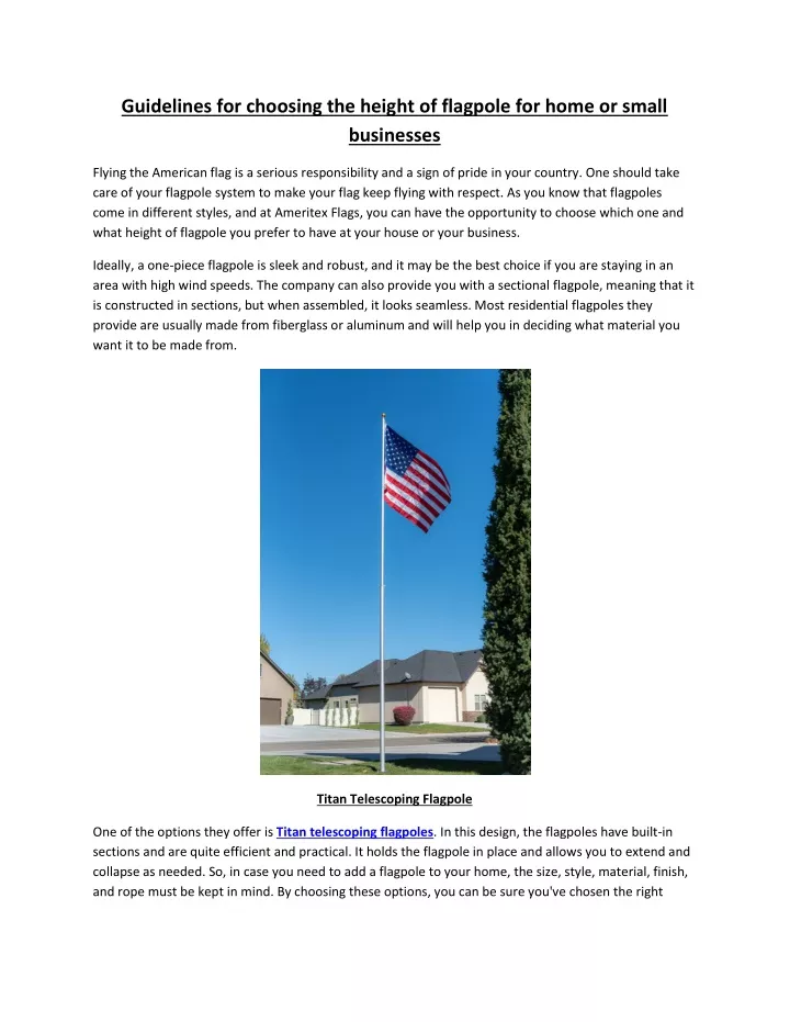 guidelines for choosing the height of flagpole