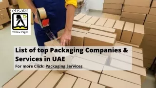 List of top Packaging Companies & Services in UAE