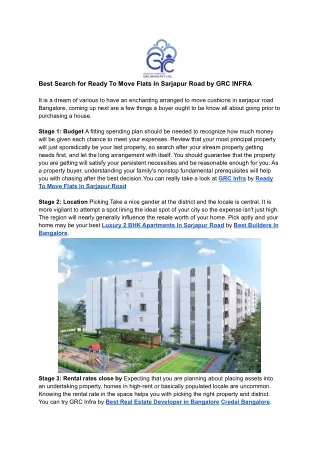 best search for ready to move flats in sarjapur