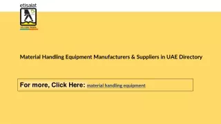 Material Handling Equipment Manufacturers & Suppliers in UAE Directory
