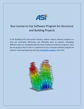 Buy License to Use Software Program for Structural and Building Projects