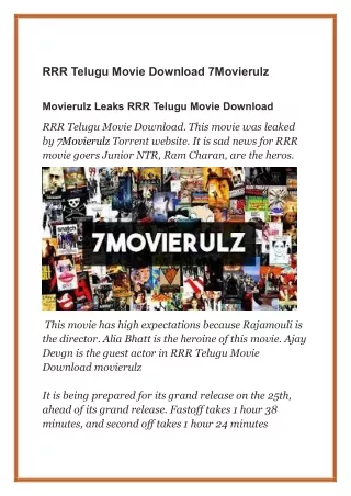 RRR Telugu Movie Download 7Movierulz