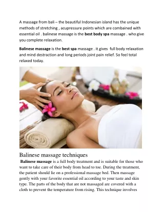 benifits of balinese massage
