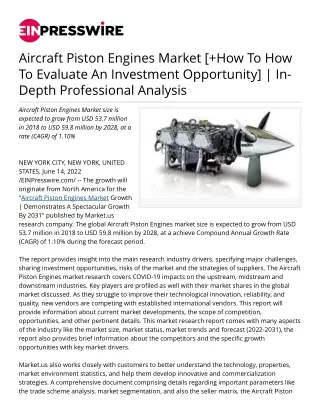 Aircraft Piston Engines Market