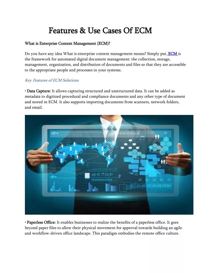 features use cases of features use cases of ecm