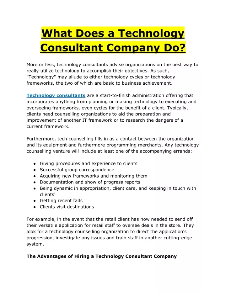 what does a technology consultant company do