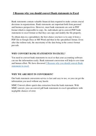 3 Reasons why you should convert Bank statements to Excel (1)