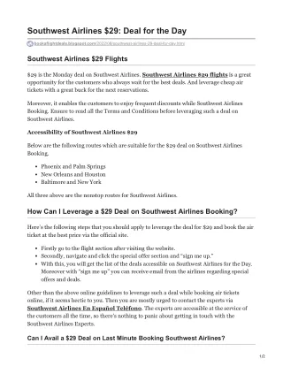 Southwest Airlines 29 Deal for the Day