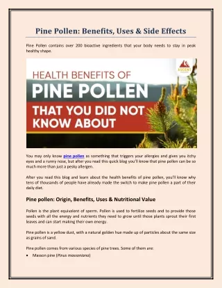 Pine Pollen - Benefits, Uses & Side Effects