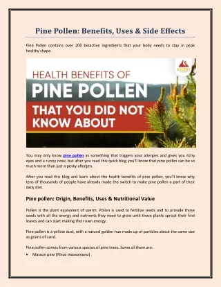 pine pollen benefits uses side effects
