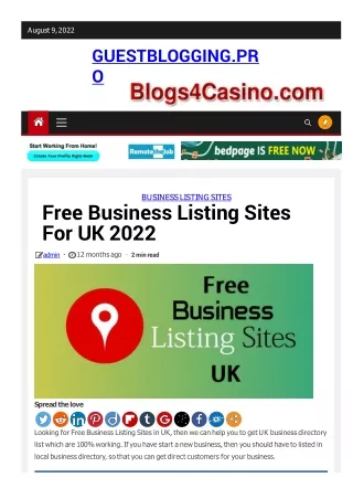 Free Business Listing Sites For UK