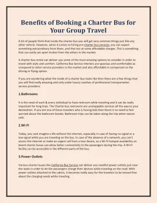 benefits of booking a charter bus for your group