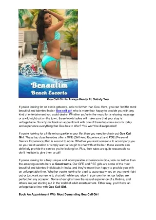 goa call girl is always ready to satisfy you