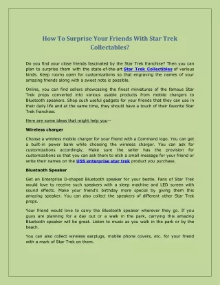 How To Surprise Your Friends With Star Trek Collectables