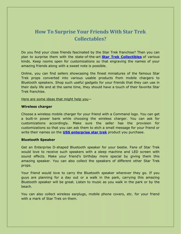 how to surprise your friends with star trek