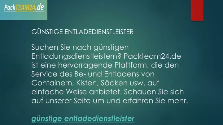 g nstige entladedienstleister