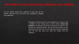 Hire I2MF for your Startup Idea Validation more Brightly