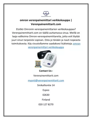 omron verenpainemittari verkkokauppa Verenpainemittarit.com