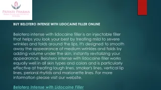 Buy Belotero Intense With Lidocaine Filler Online  Privatepharma.com