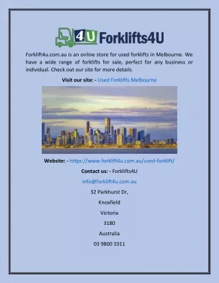 Used Forklifts Melbourne  Forklift4u.com.au