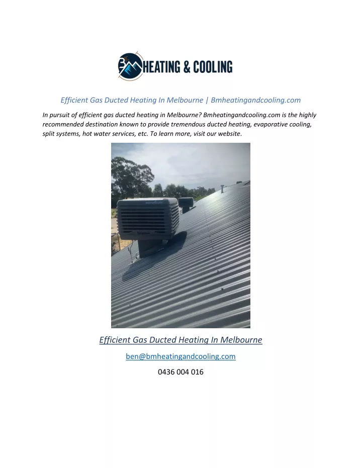 efficient gas ducted heating in melbourne