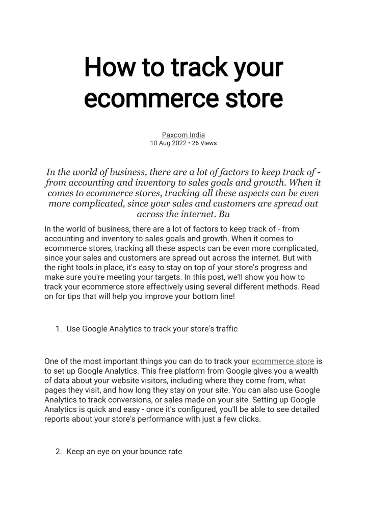 how to track your how to track your ecommerce