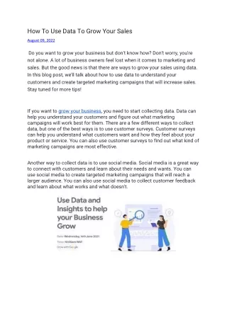 how to use data to grow your sales
