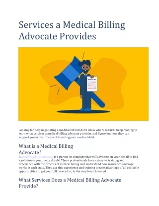 Services a Medical Billing Advocate Provides