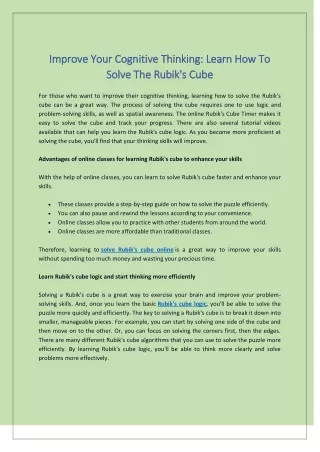 improve your cognitive thinking learn