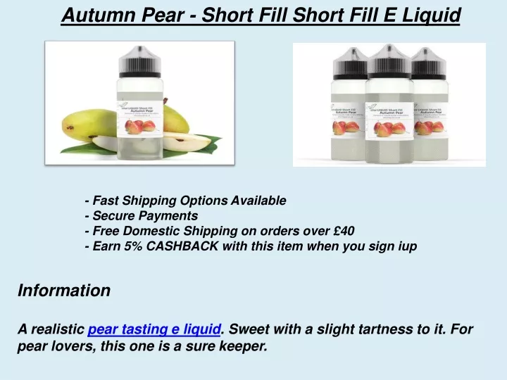autumn pear short fill short fill e liquid